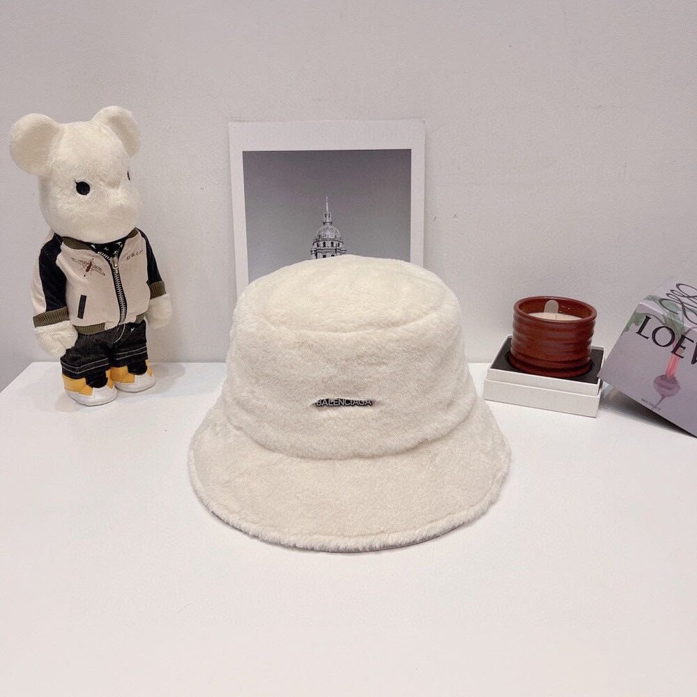 Balenciaga Faux Fur Bucket Hat in White - Picture 9 of 9